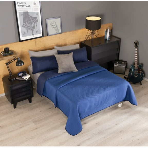 ULTRAMAR BLUE COLOR SPECIAL FABRIC ULTRA SLIM REVERSIBLE COMFORTER 1 PCS QUEEN SIZE MADE IN MEXICO