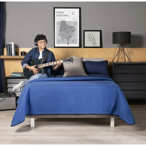 ULTRAMAR BLUE COLOR SPECIAL FABRIC ULTRA SLIM REVERSIBLE COMFORTER 1 PCS TWIN SIZE MADE IN MEXICO