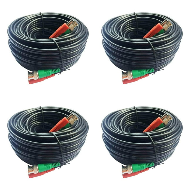 ULTRAPOE 4 pcs of 100 ft for Security Camera System CCTV Video Power Cable BNC RCA Cord Wire
