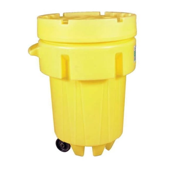 Open Head Overpack Drum, Polyethylene, 95 gal, Unlined, Yellow 584