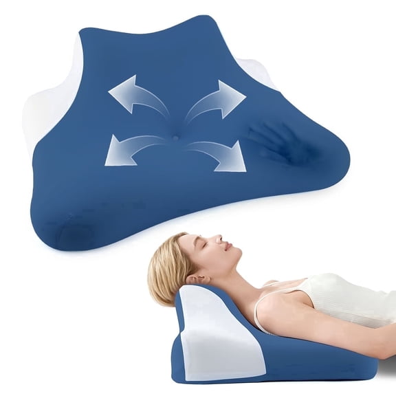 ULTREMA Ergonomic Cervical Memory Foam Pillow for Neck and Shoulder Pain Relief, Contour Orthopedic Sleeping Pillow for Back, Side, and Stomach Sleepers, Blue