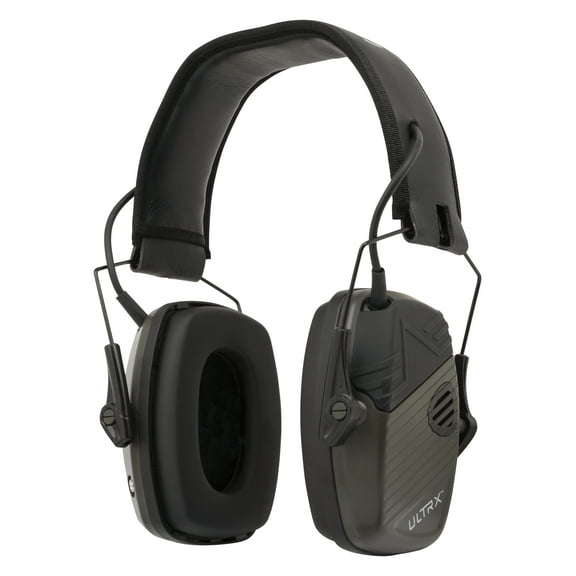 ULTRX Stereo Electronic Earmuff, Olive, Adult, NRR 24 Db, Model 4113