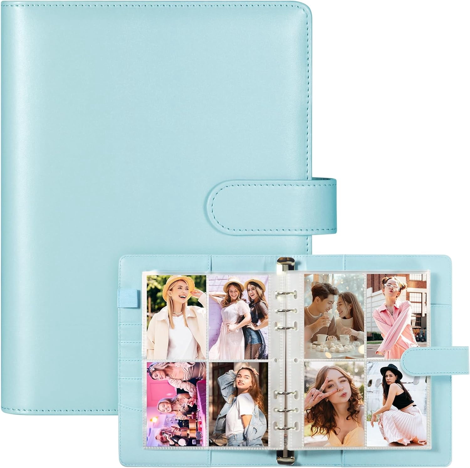 UM A5 Kpop Photocard Binder with 30 Pack 4-Pocket Card Pages,6 Ring A5 Binder Card Collector Album with 240 Card Slots,PU Leather Binder Cover with Magnetic Buckle Closure for Organizing Trading Card