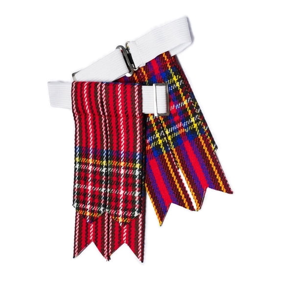 UMAM Kilt Flashes for Men with Heavy Buckle Adjusters, Plain Kilt Hose Tartan Kilt Sock Flashes (Royal Stewart)