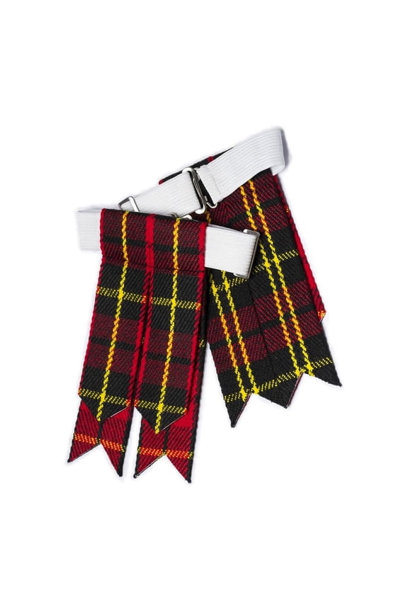 Kilt Flashes for Men with Heavy Buckle Adjusters, Plain Kilt Hose Tartan Kilt Sock Flashes (Wallace)