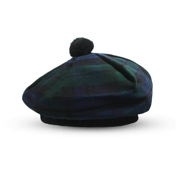 UMAM Scottish Traditional Tam o' Shatner Acrylic Wool Tammy Hat Flat Bonnet Kilt Many Tartans (Black Watch)
