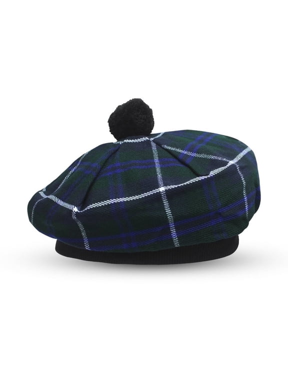 Scottish Traditional Tam o' Shatner Acrylic Wool Tammy Hat Flat Bonnet Kilt Many Tartans (Blue Douglas 005tcp)