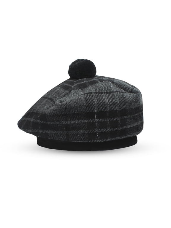 Scottish Traditional Tam o' Shatner Acrylic Wool Tammy Hat Flat Bonnet Kilt Many Tartans (Grey Watch Night 021tcp)