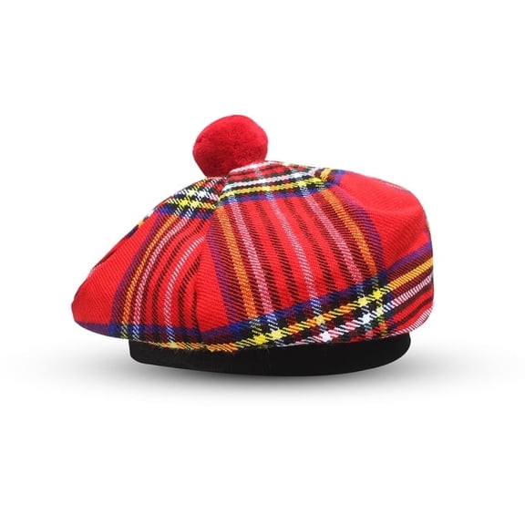 UMAM Scottish Traditional Tam o' Shatner Acrylic Wool Tammy Hat Flat Bonnet Kilt Many Tartans (Royal Stewart 003tcp)