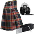 thumbnail image 1 of UMAM Tartan Kilt Set - 05 Pieces Kilt Accessories for Men, Scottish Outfit (Balck Stewart, Belly Button Waist 32"), 1 of 4