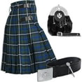 thumbnail image 1 of UMAM Tartan Kilt Set - 05 Pieces Kilt Accessories for Men, Scottish Outfit (Blue Douglas, Belly Button Waist 48"), 1 of 4