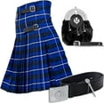 thumbnail image 1 of UMAM Tartan Kilt Set - 05 Pieces Kilt Accessories for Men, Scottish Outfit (Scottish Blue, Belly Button Waist 28"), 1 of 4