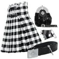 thumbnail image 1 of UMAM Tartan Kilt Set - 06 Pieces Kilt Accessories for Men, Scottish Outfit (Black & White Rob Roy, Belly Button Waist 52"), 1 of 4