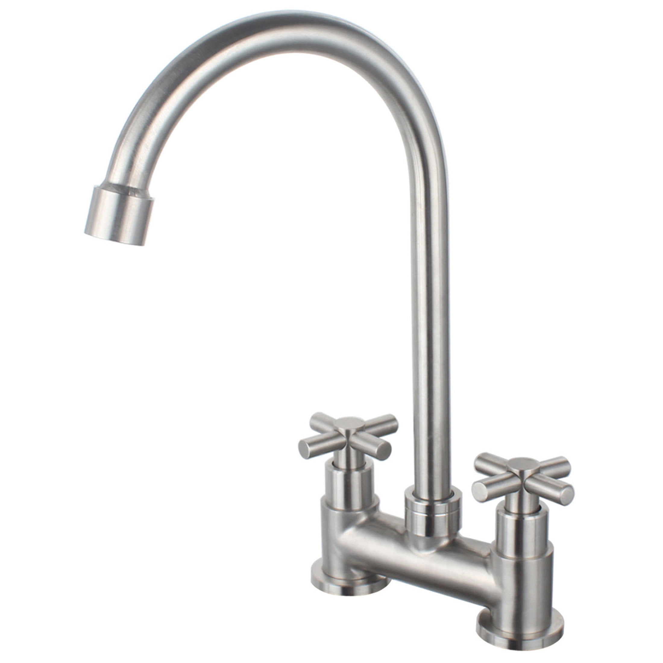 UMANYI Bar Pre Faucet 2 Hole 4 inch Deck Mount Utility Laundry Faucet Stainless Steel 2 Handle Brushed RV Mini Kitchen Commercial Sink Faucet SSKF10-1X