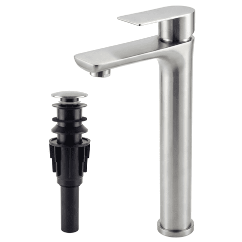 UMANYI Tall Bathroom Vessel Sink Faucets for Sink 1 Hole Single Hole Single Handle Stainless Steel Brushed Nickel Vanity Vessel Faucet with Pop-up Drain