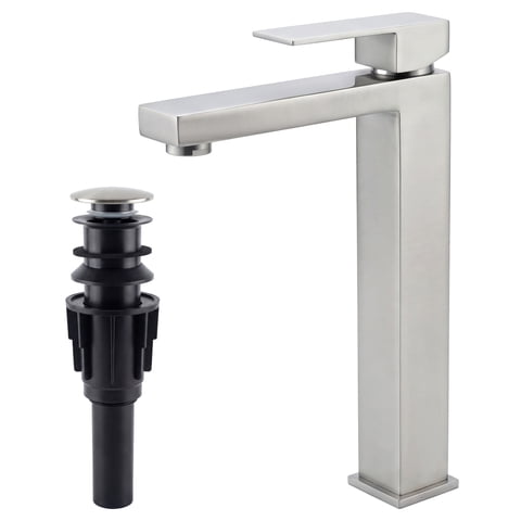 UMANYI Tall Bathroom Vessel Sink Faucets for Sink 1 Hole Single Hole Single Handle Stainless Steel Brushed Nickel Vanity Vessel Faucet with Pop-up Drain