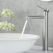 UMANYI Tall Bathroom Vessel Sink Faucets for Sink 1 Hole Single Hole Single Handle Stainless Steel Brushed Nickel Vanity Vessel Faucet with Lines