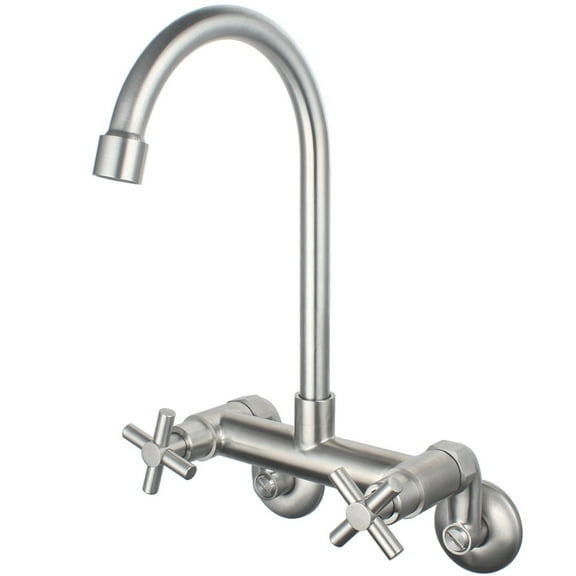 UMANYI Wall Mount Kitchen Faucet for Restaurant 2 Handle Adjustable Center 8 Inch Utility Sink Faucet