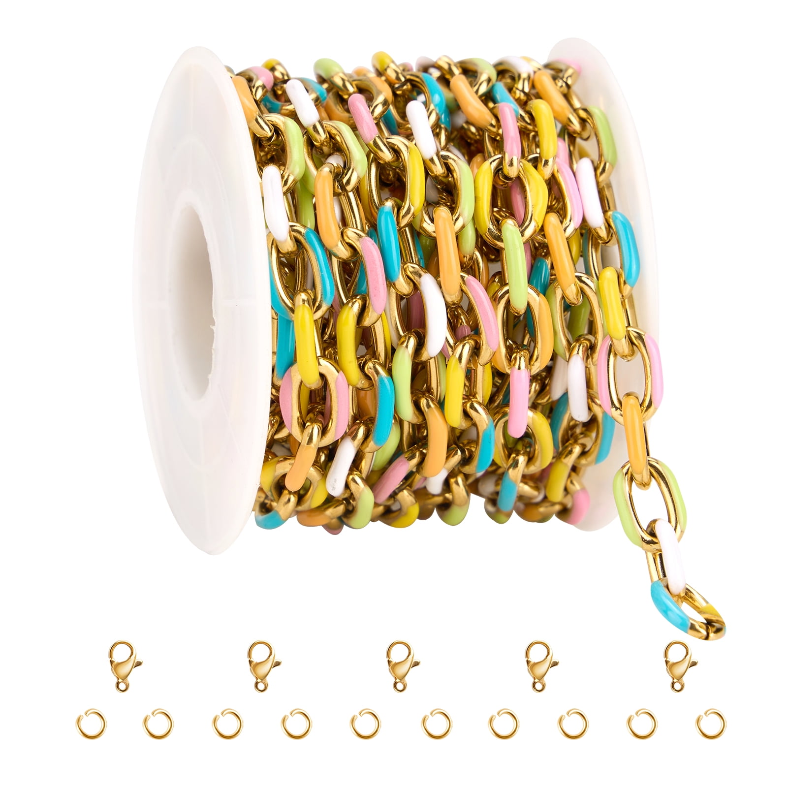 UMAOKANG Gold Plated Stainless Steel Jewelry Chain - 6.6 Feet Twist Cable Chain With Clasps & Jump Rings