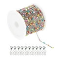 thumbnail image 1 of UMAOKANG 33 Feet Silver Jewelry Chains 304 Colorful Beaded Stainless Steel Link Cable Chain Necklace Bulk for Jewelry Making with 10 Lobster Clasps and 30 Jump Rings, 1 of 4