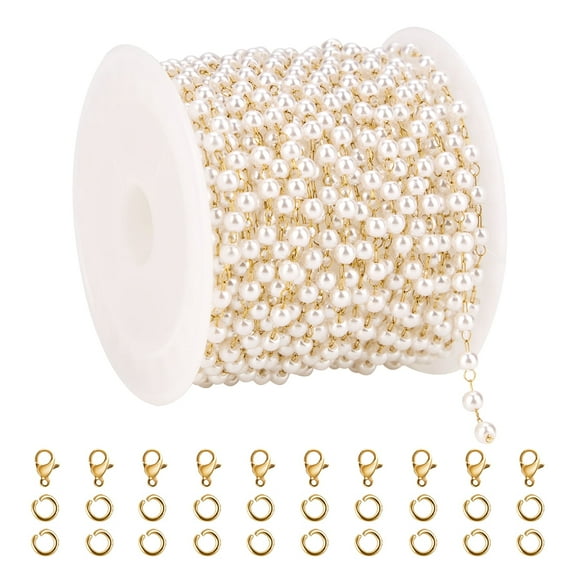 UMAOKANG 5 Meters Gold Plated Chain for Jewelry Making Small Artificial Pearl Chains Bulk Jewelry Making Chain Supplies Findings