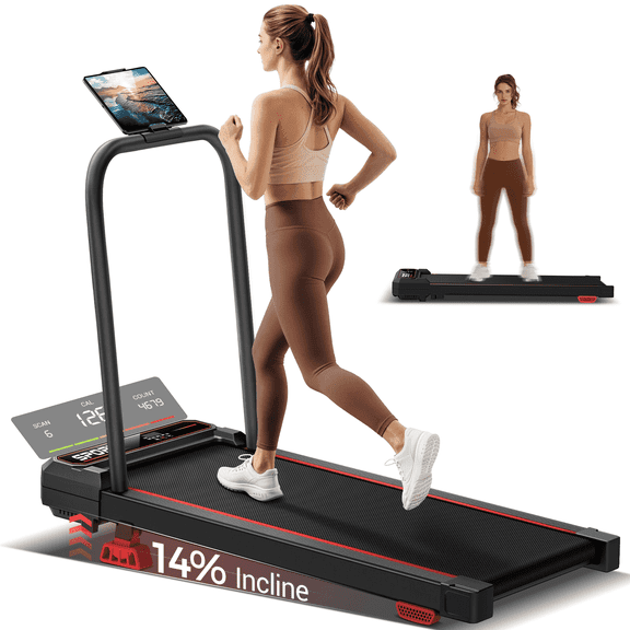 UMAY 14% Incline Under Desk Walking Pad, 3.0 HP Portable Treadmill for Home, 265 lbs Capacity with Remote Control