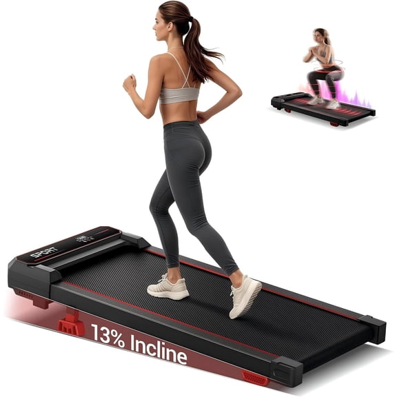 UMAY 13% Incline Under Desk Walking Pad, 3‑in‑1 Treadmill with Vibration, 3.0 HP Motor, 300 lbs Capacity, LED Display & Remote