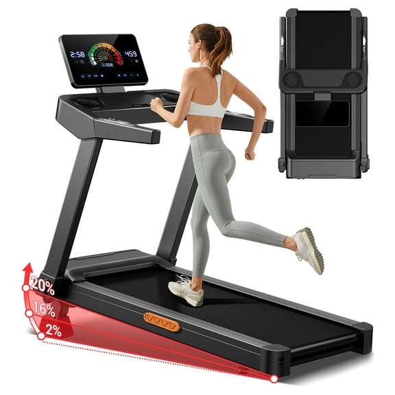 UMAY L20 Treadmill with 20% Manual Incline, 3-Level Incline Adjustment, 3.5HP Brushless Motor, 400 lbs Max Load, 108×41.2cm Wide Belt, Touchscreen Display & Ultra-Slim Fold for Family Use