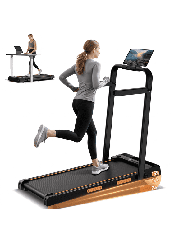 Walking Pad with 16% Incline, Under Desk Treadmill 2.5 HP, Foldable Walking Treadmill for Home Office, 330 lbs Capacity, LED Display & Remote