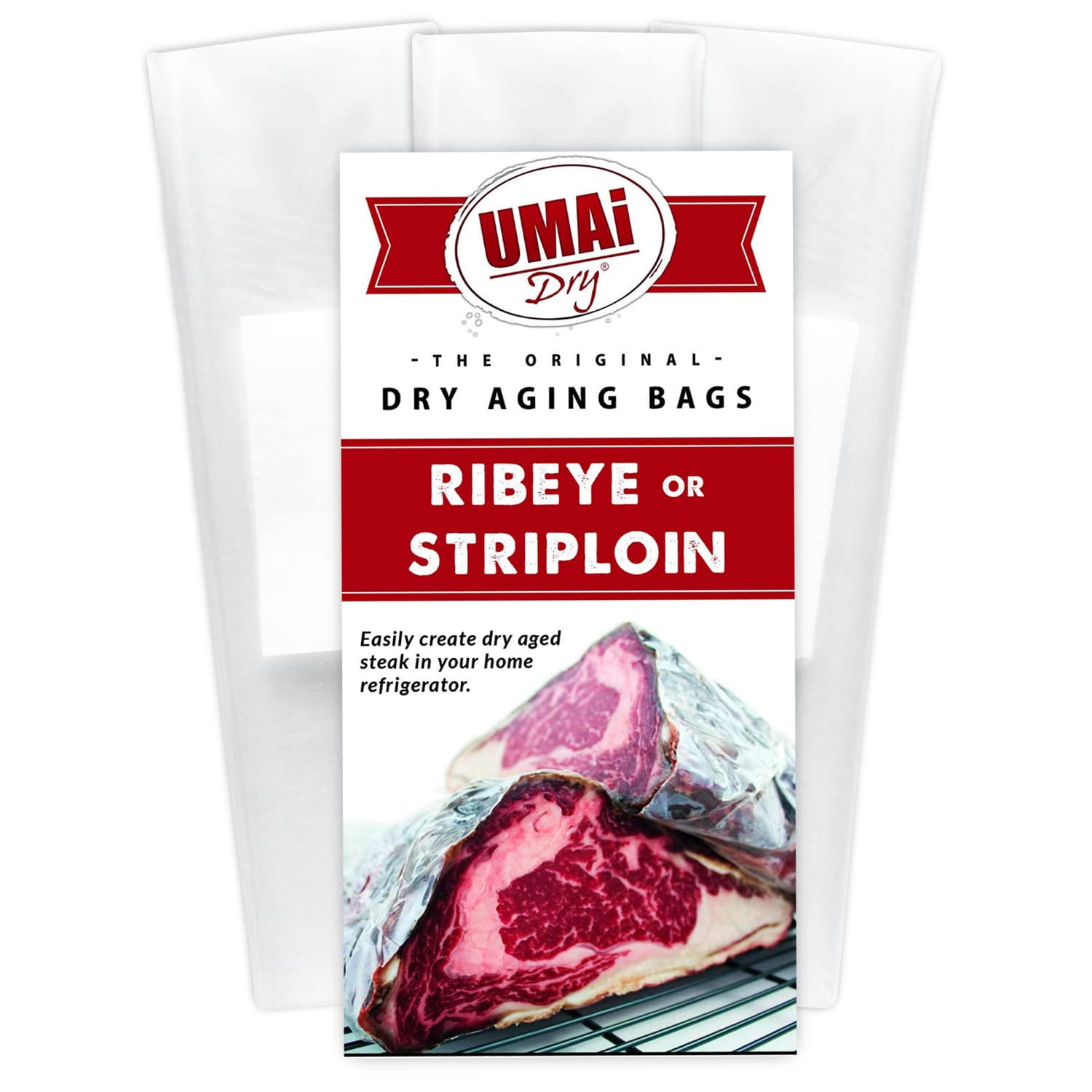 UMAi Aging Bag MZF22 for Steaks, Pack Age Bags for Meat, Ribeye & Striploin Steak up to 12-18 lbs, Home Steak Ager Refrigerator Bags, No Vacuum Sealer Needed, Tender Aged Beef in 28-45 Days