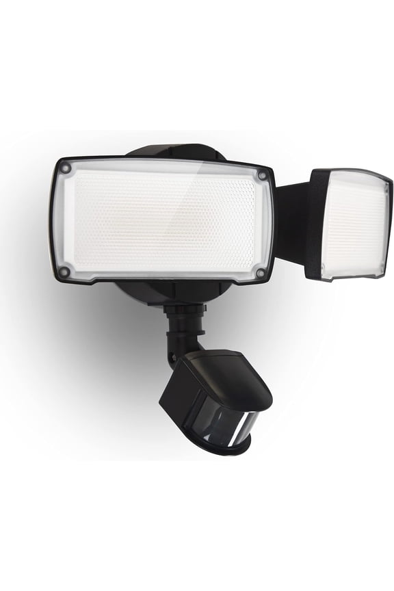 19W LED Motion Sensing Floodlight, Dual Heads, 2000 Lumens, 5000K Daylight, IP65 Waterproof, Dusk to Dawn Security Light, Black