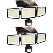 UME 2 pack Solar Flood Lights, 302 LED 3000LM Waterproof Motion Sensor Security Lights, 3 Modes for Patio Garage Yard, Black