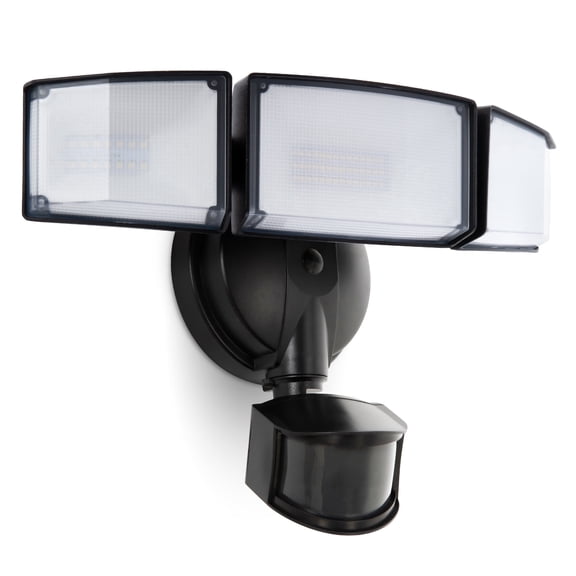 UME 4500LM LED Security Lights Motion Sensor Light Outdoor, 5000K Daylight, IP65 Waterproof, Dusk to Dawn, 3 Head Motion Detected Flood Light for Garage, Yard, Porch (Black)