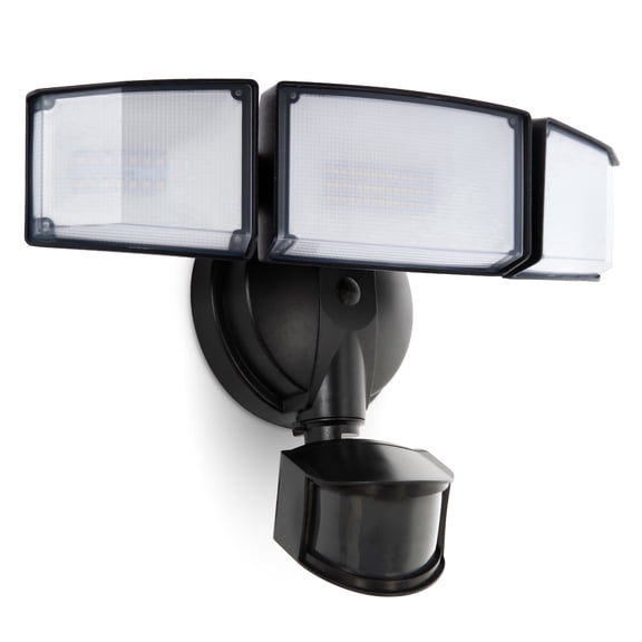 UME 4500LM LED Security Lights Motion Sensor Light Outdoor, 5000K Daylight, IP65 Waterproof, Dusk to Dawn, 3 Head Motion Detected Flood Light for Garage, Yard, Porch (Black)