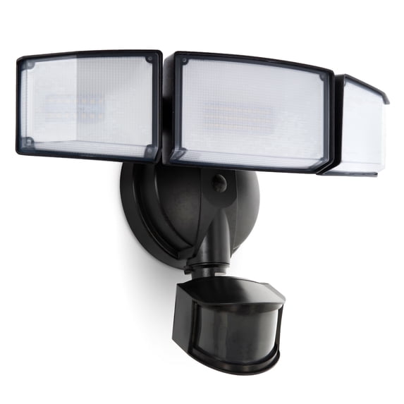 UME 4500LM LED Security Lights Motion Sensor Light Outdoor, 5000K Daylight, IP65 Waterproof, Dusk to Dawn, 3 Head Motion Detected Flood Light for Garage, Yard, Porch (Black)