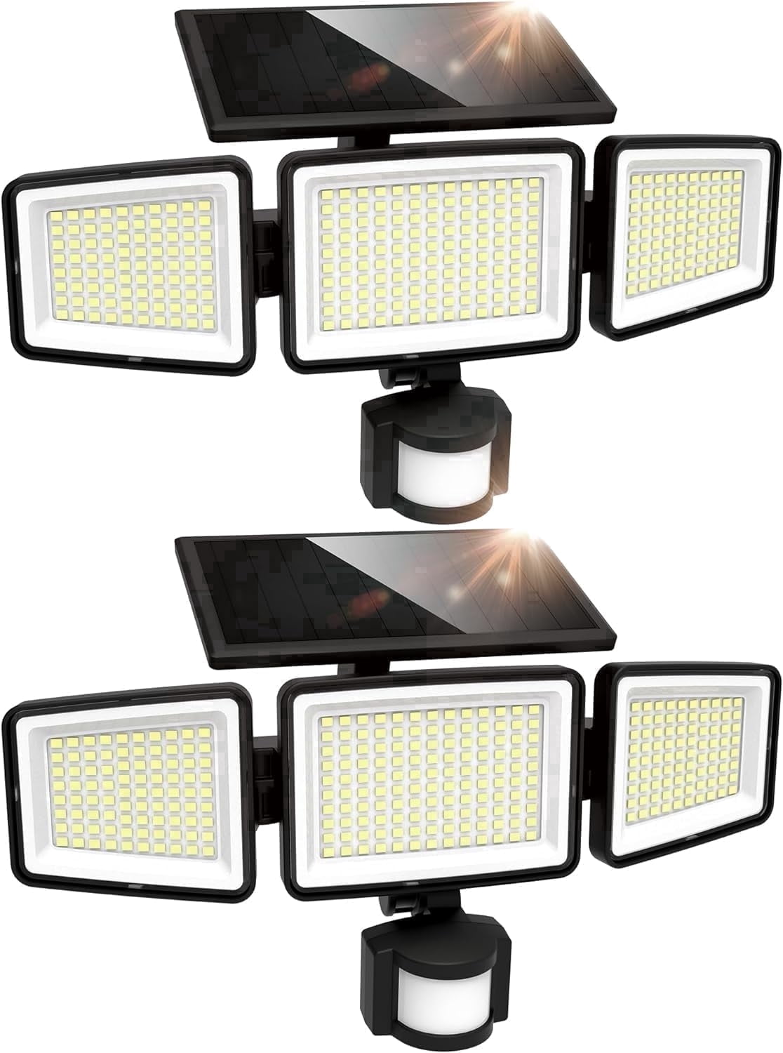 UME 2 Pack Solar Flood Light, 302 LED 3000LM Motion Detectors Light, 3 Modes for Patio Garage Yard, IP65 Waterproof