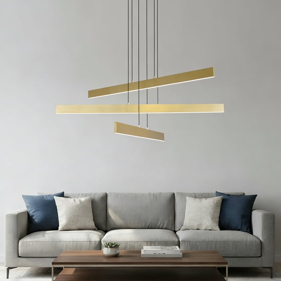 UMEILUCE 3 Lights Gold Sputnik LED Dimmable High Ceiling Chandelier for Kitchen Island Stairway Restaurant