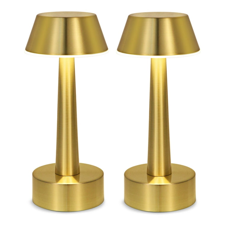 UMEXUS Gold Accent Table Lamp Set of 2, Portable Small Lamps Rechargeable  Touch Control Table Lamp, Metal Industrial Bedside Night Light Small Lamps