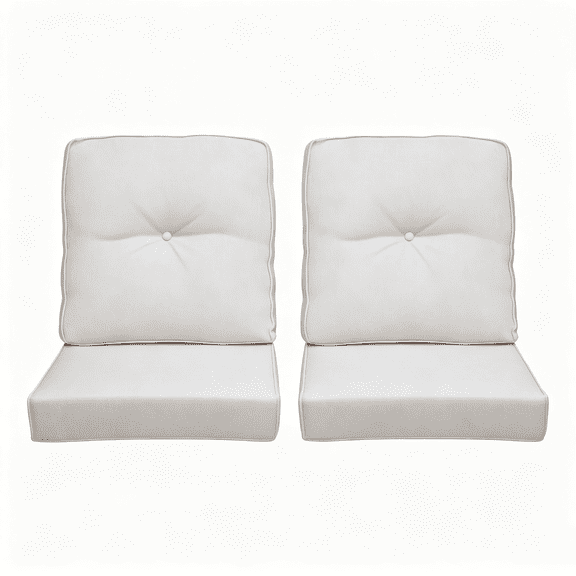 UMI Patio 2-Piece Outdoor Deep Seat Cushion Set, 24 x 22 x 4.3 in Replacement Cushions for Patio Furniture, Wicker Chairs and Sofas, Water-Resistant Fabric,off-white
