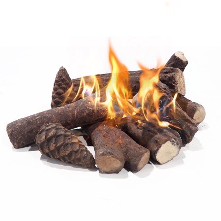 UMI Patio 9 Pcs Fake Gas Fireplace Logs,Ceramic Wood Log Sets for Indoor or Outdoor Fire Pit