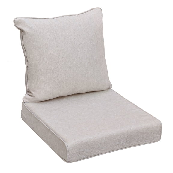 UMI Patio Outdoor Deep Seat Cushion Set, 24 x 22 x 4.3 in Seat and Back Replacement Cushions for Patio Furniture, Water-Resistant Fabric,Khaki