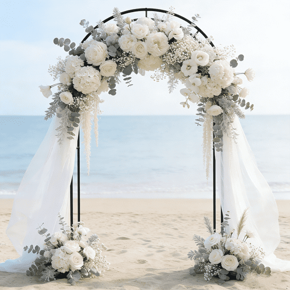 UMI Patio Outdoor Garden Arbor Arch with Trellis, Durable Metal Plant Support for Climbing Vines, Wedding & Garden Decor, 16 x 53 x 92 Inches, Black