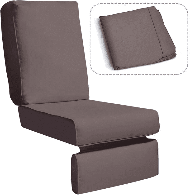 UMI Patio Outdoor Recliner Cushion Cover for Wicker Chair, Replacement Patio Seat & Back Cover, Waterproof & Removable, 27.6" x 23" x 26.7", Brown