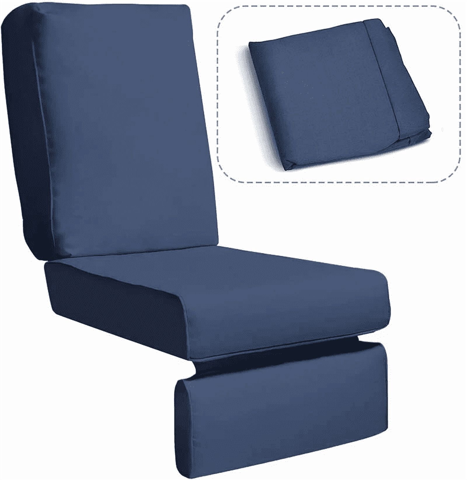 UMI Patio Outdoor Recliner Cushion Cover for Wicker Chair, Replacement Patio Seat & Back Cover, Waterproof & Removable, 27.6" x 23" x 26.7", Navy