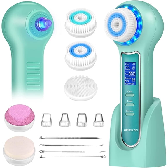 UMICKOO 3-in-1 Battery Facial Cleansing Brush with 5 Brush Heads