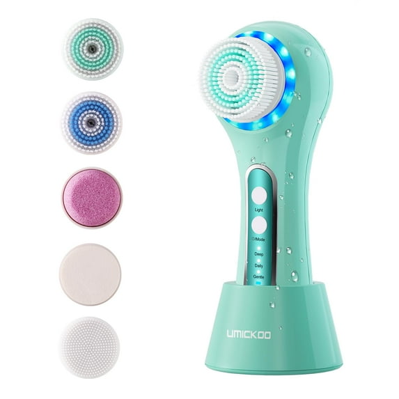 Face Scrubber Exfoliator, Combine Left and Right Rotation Facial Cleansing Brush with 5 Brush heads, Rechargeable IPX7 Waterproof Electric Face Spin Brush for Exfoliating and Deep Cleansing