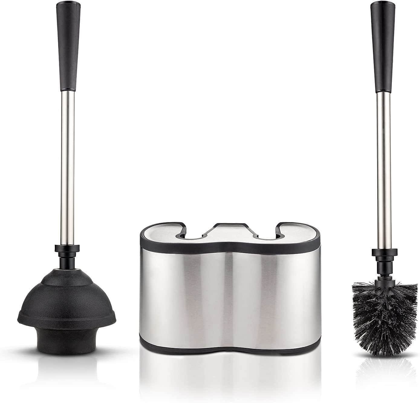 UMIEN Toilet Brush and Plunger Set with Freestanding Canister