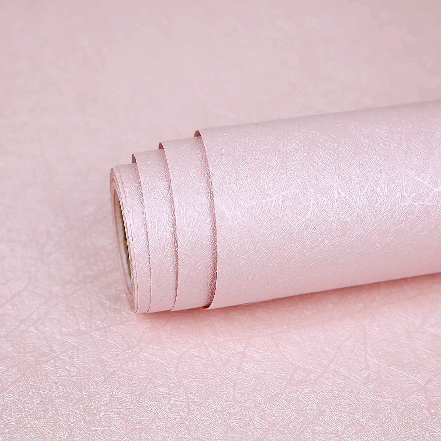 UMIGGEE 15.74" x 118" Pink Wallpaper Embossed Self Adhesive Peel and Stick Removable Wallpaper for Home Decorative Film Cabinet Furniture