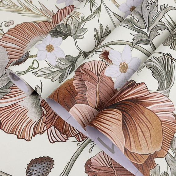 UMIGGEE 17.3-in x 236-in Floral Peel and Stick Wallpaper Vintage Floral Contact Paper Textured Boho Floral Wallpaper