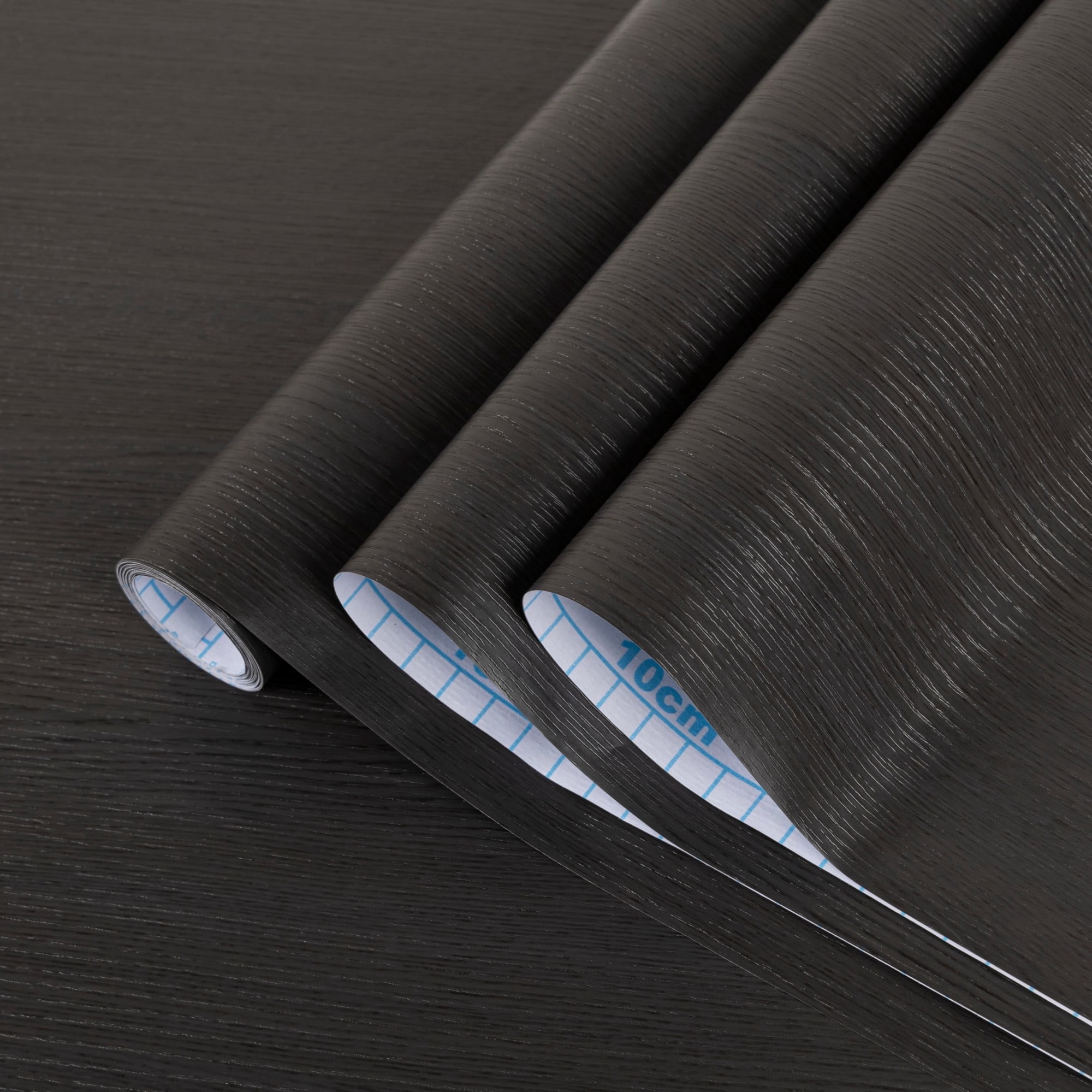 UMIGGEE 17.7-in x 393-in Black Wood Peel and Stick Wallpaper Wood Grain Contact Paper Removable Self-Adhesive Wall Paper Film for Furniture Decoration